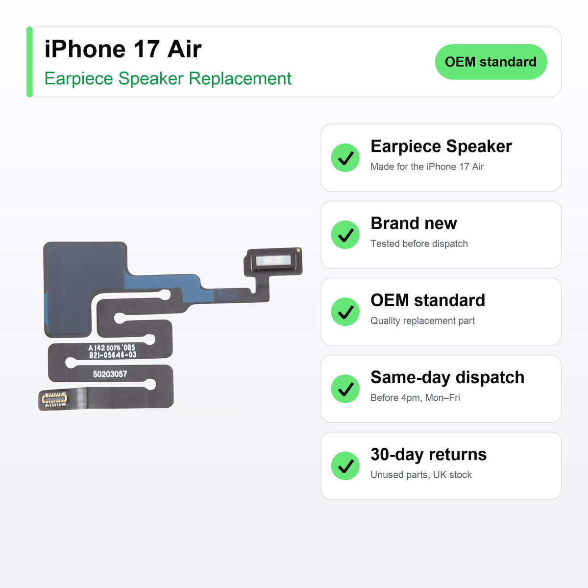 iPhone 17 Air earpiece speaker key facts: brand new, tested, same-day UK dispatch