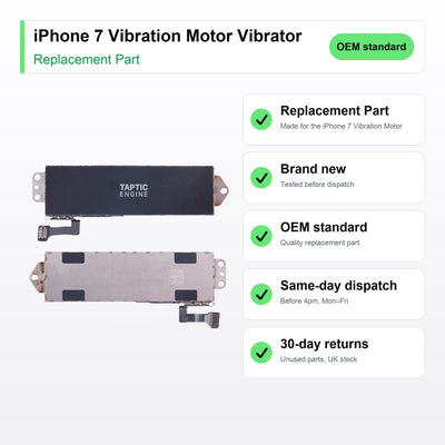 iPhone 7 Vibration Motor Vibrator part key facts: brand new, tested, same-day UK dispatch