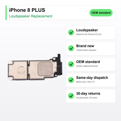 iPhone 8 PLUS loudspeaker key facts: brand new, tested, same-day UK dispatch