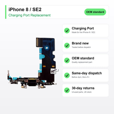 iPhone 8 / SE2 charging port key facts: brand new, tested, same-day UK dispatch