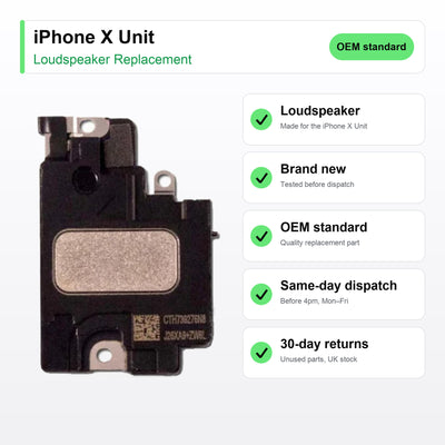 iPhone X Unit loudspeaker key facts: brand new, tested, same-day UK dispatch