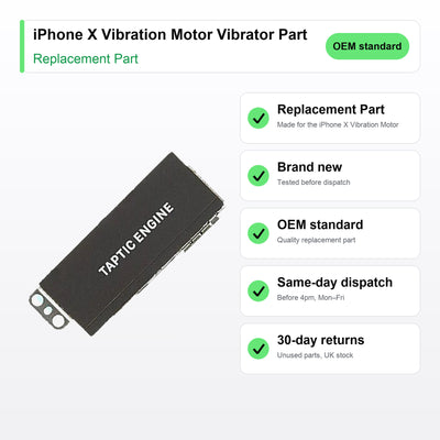 iPhone X Vibration Motor Vibrator Part part key facts: brand new, tested, same-day UK dispatch