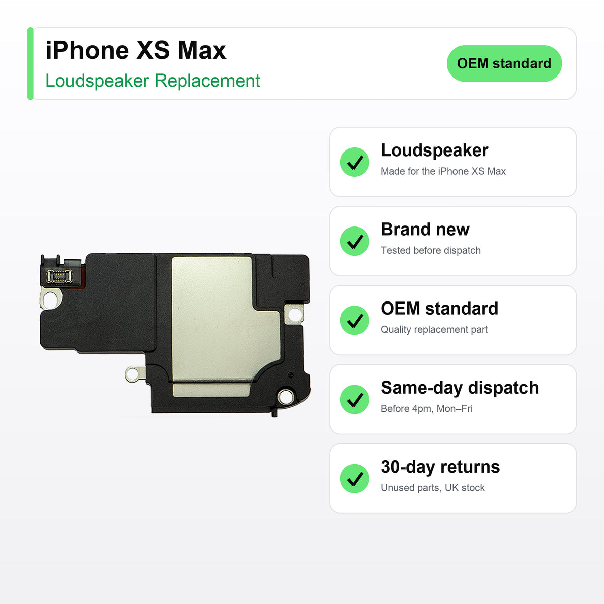 iPhone XS Max loudspeaker key facts: brand new, tested, same-day UK dispatch