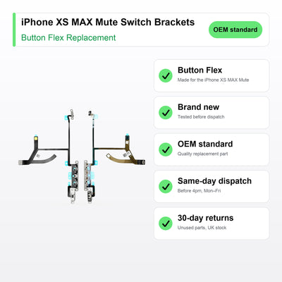 iPhone XS MAX Mute Switch Brackets button flex key facts: brand new, tested, same-day UK dispatch
