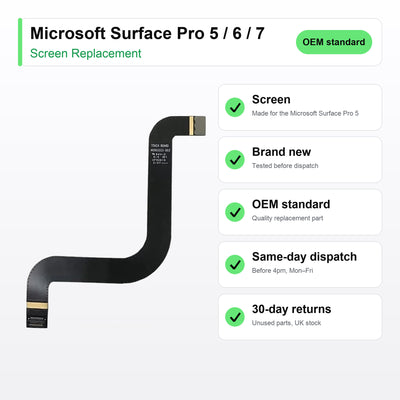 Microsoft Surface Pro 5 / 6 / 7 screen key facts: brand new, tested, same-day UK dispatch