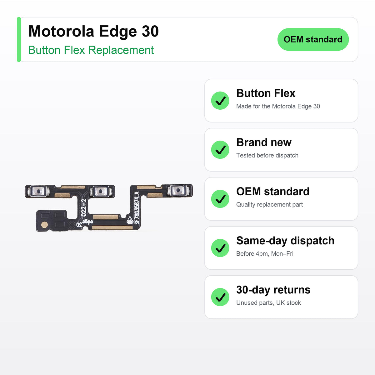 Motorola Edge 30 button flex key facts: brand new, tested, same-day UK dispatch
