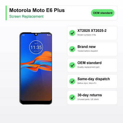 Motorola Moto E6 Plus screen key facts: brand new, tested, same-day UK dispatch