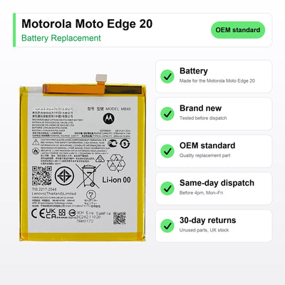 Motorola Moto Edge 20 battery key facts: brand new, tested, same-day UK dispatch