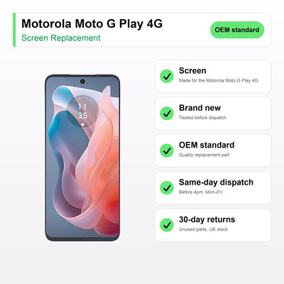 Motorola Moto G Play 4G screen key facts: brand new, tested, same-day UK dispatch