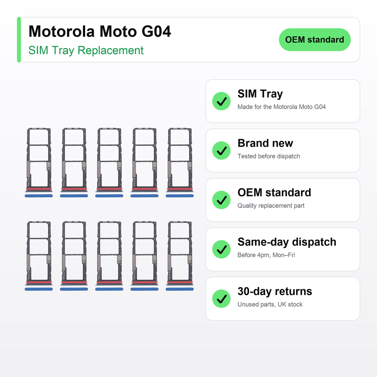 Motorola Moto G04 SIM tray key facts: brand new, tested, same-day UK dispatch