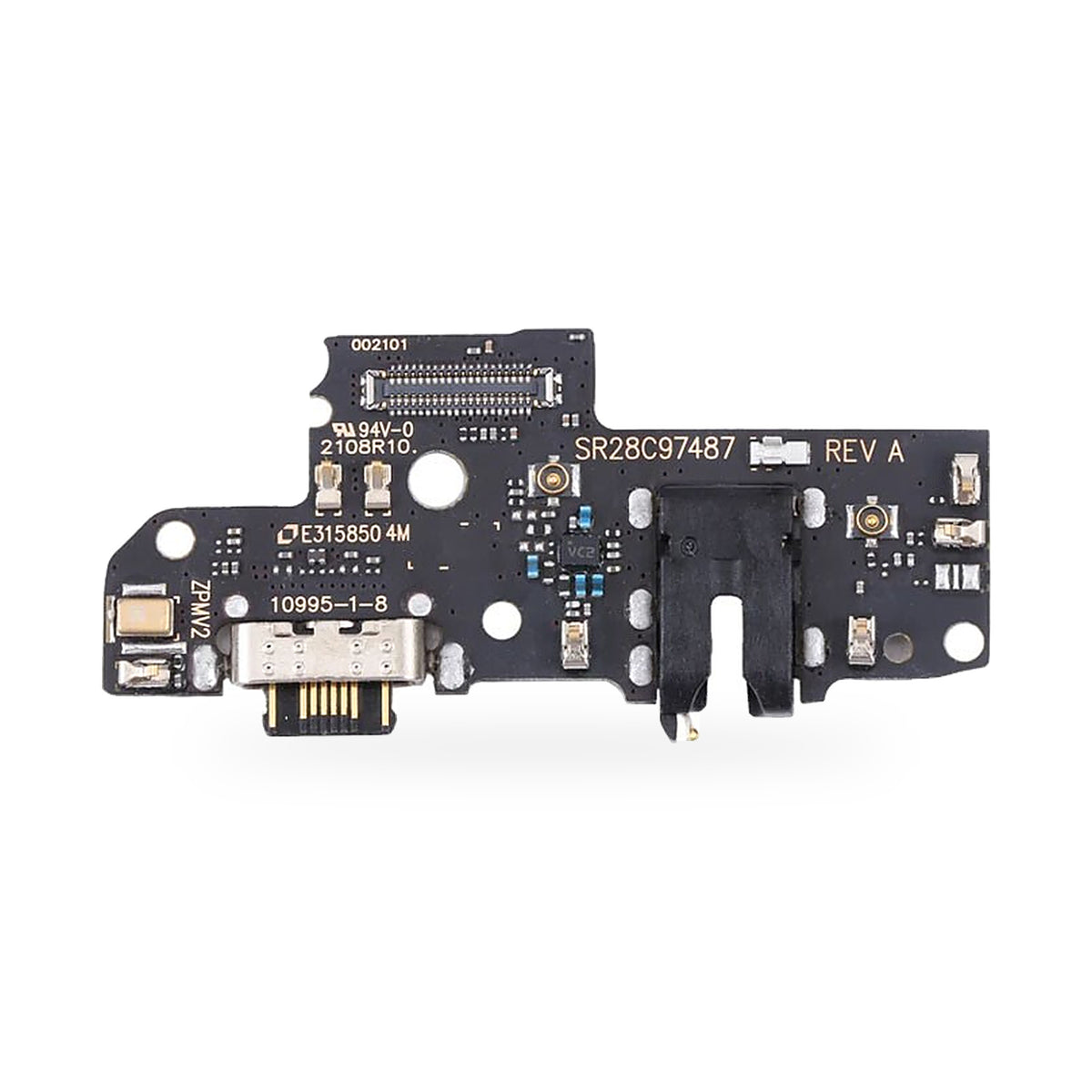 Motorola Moto G50 Headphone Jack Charging Port and Headphone Jack Flex Replacement - new OEM standard charging port on white