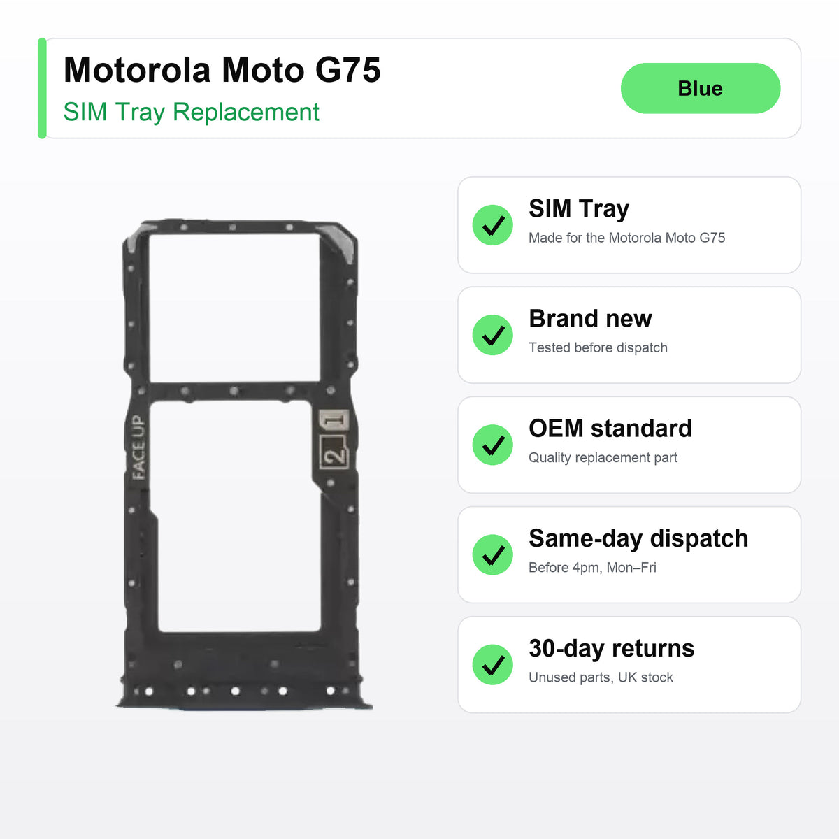 Motorola Moto G75 SIM tray key facts: brand new, tested, same-day UK dispatch
