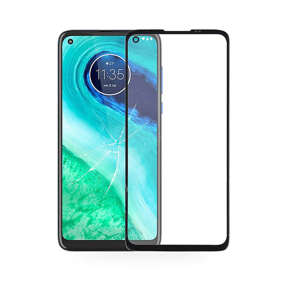 Motorola Moto G8 LCD Screen and Touch Digitiser Assembly Replacement - new OEM standard screen on white background