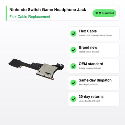 Nintendo Switch Game Headphone Jack flex cable key facts: brand new, tested, same-day UK dispatch