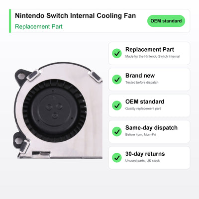 Nintendo Switch Internal Cooling Fan part key facts: brand new, tested, same-day UK dispatch