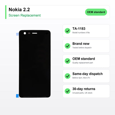 Nokia 2.2 screen key facts: brand new, tested, same-day UK dispatch