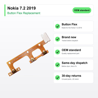 Nokia 7.2 2019 button flex key facts: brand new, tested, same-day UK dispatch