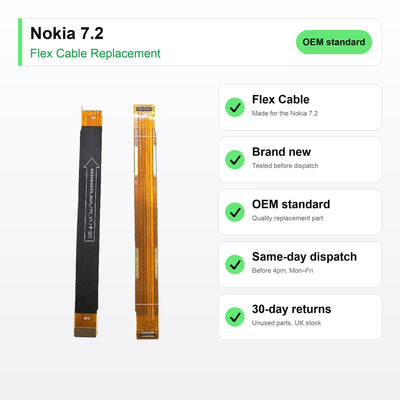 Nokia 7.2 flex cable key facts: brand new, tested, same-day UK dispatch