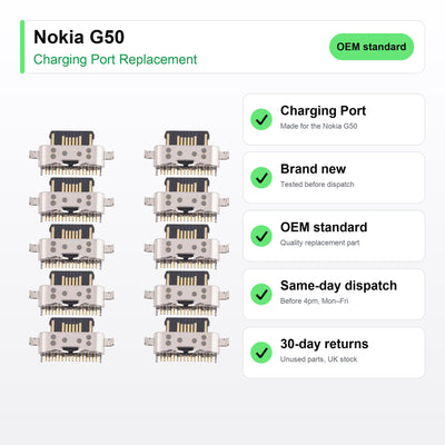 Nokia G50 charging port key facts: brand new, tested, same-day UK dispatch