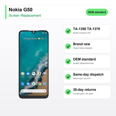 Nokia G50 screen key facts: brand new, tested, same-day UK dispatch
