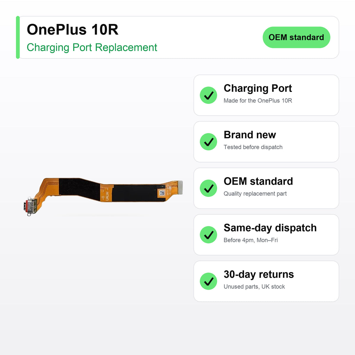 OnePlus 10R charging port key facts: brand new, tested, same-day UK dispatch