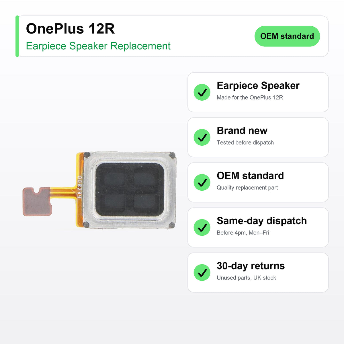 OnePlus 12R earpiece speaker key facts: brand new, tested, same-day UK dispatch