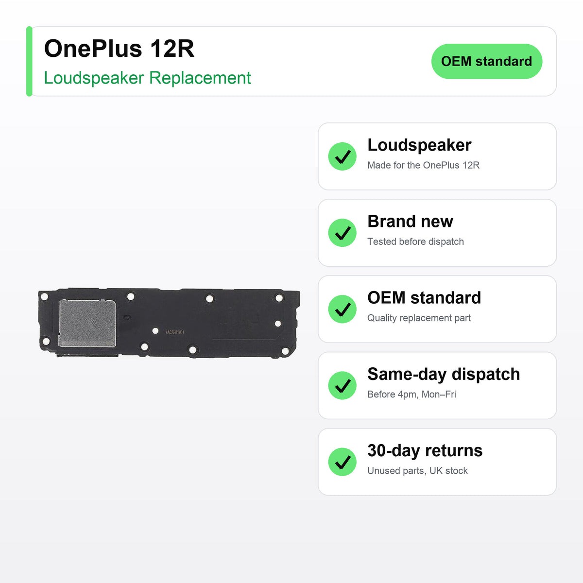 OnePlus 12R loudspeaker key facts: brand new, tested, same-day UK dispatch
