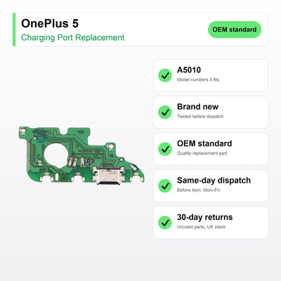 OnePlus 5 charging port key facts: brand new, tested, same-day UK dispatch