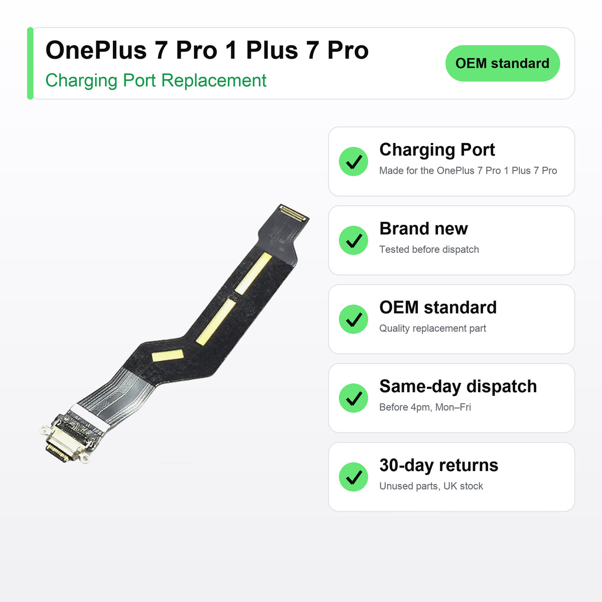 OnePlus 7 Pro 1 Plus 7 Pro charging port key facts: brand new, tested, same-day UK dispatch