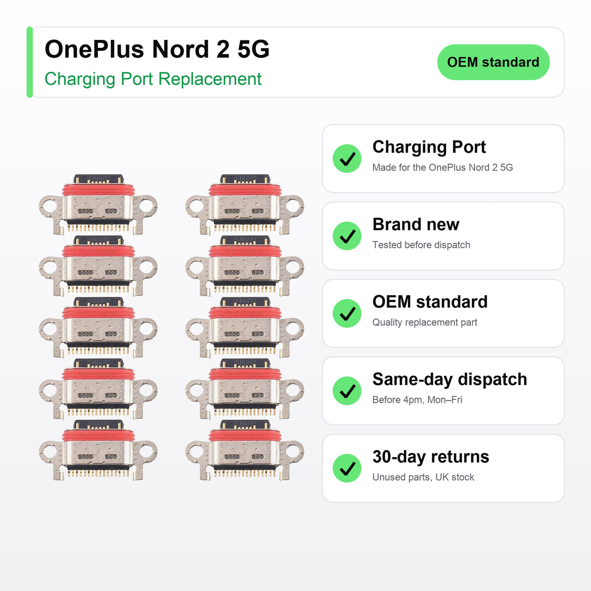 OnePlus Nord 2 5G charging port key facts: brand new, tested, same-day UK dispatch