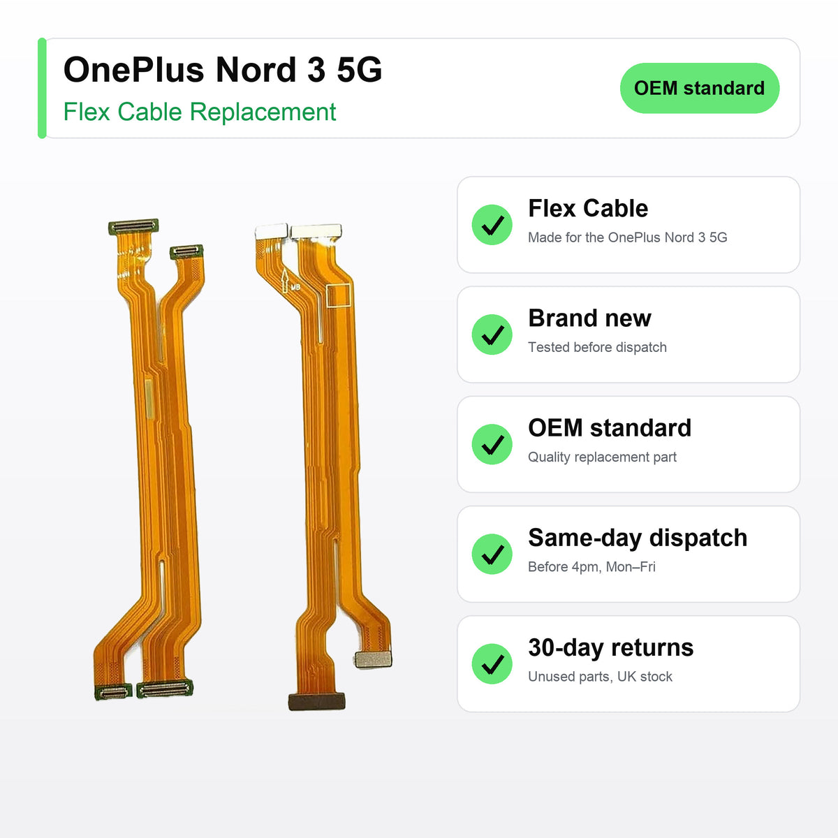 OnePlus Nord 3 5G flex cable key facts: brand new, tested, same-day UK dispatch