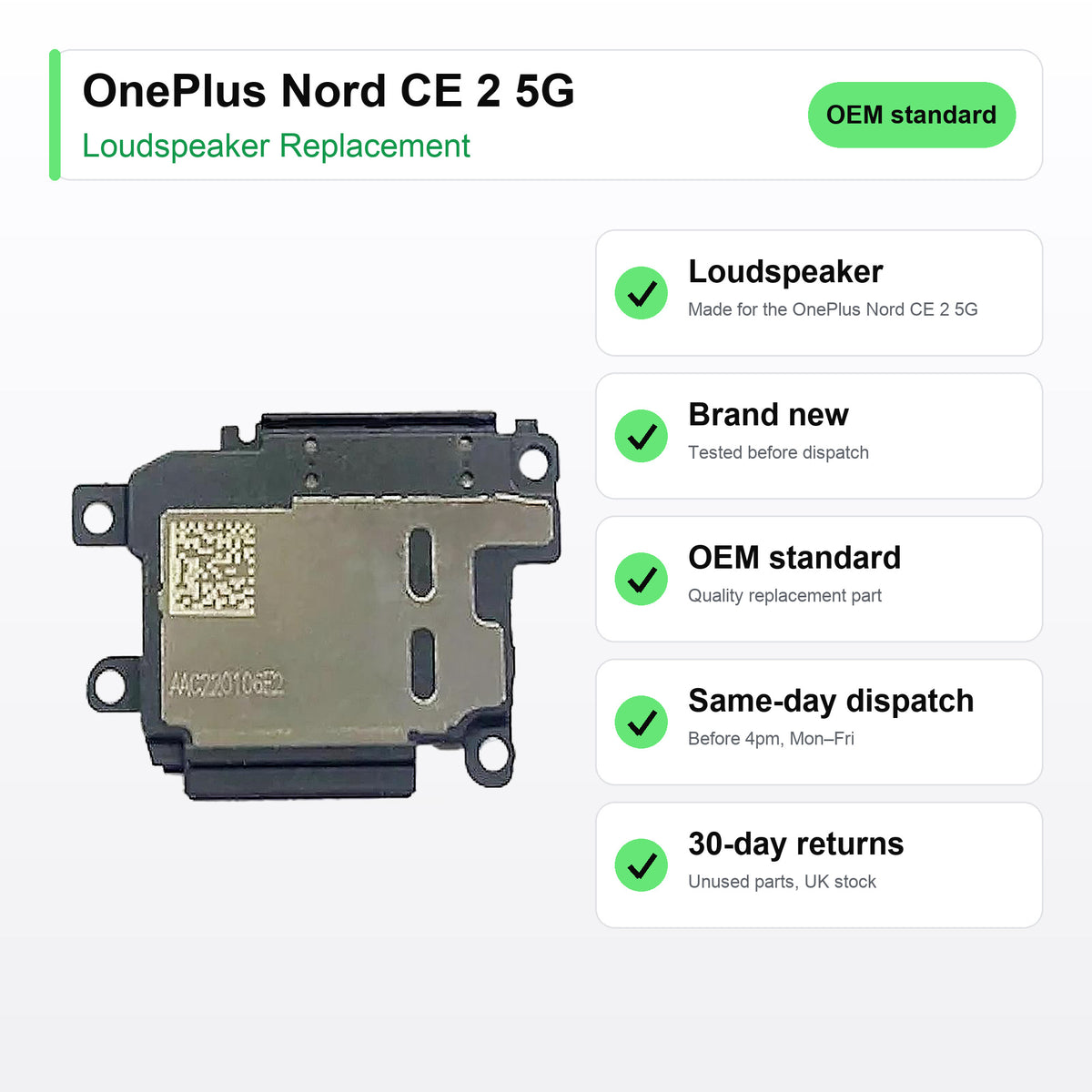 OnePlus Nord CE 2 5G loudspeaker key facts: brand new, tested, same-day UK dispatch