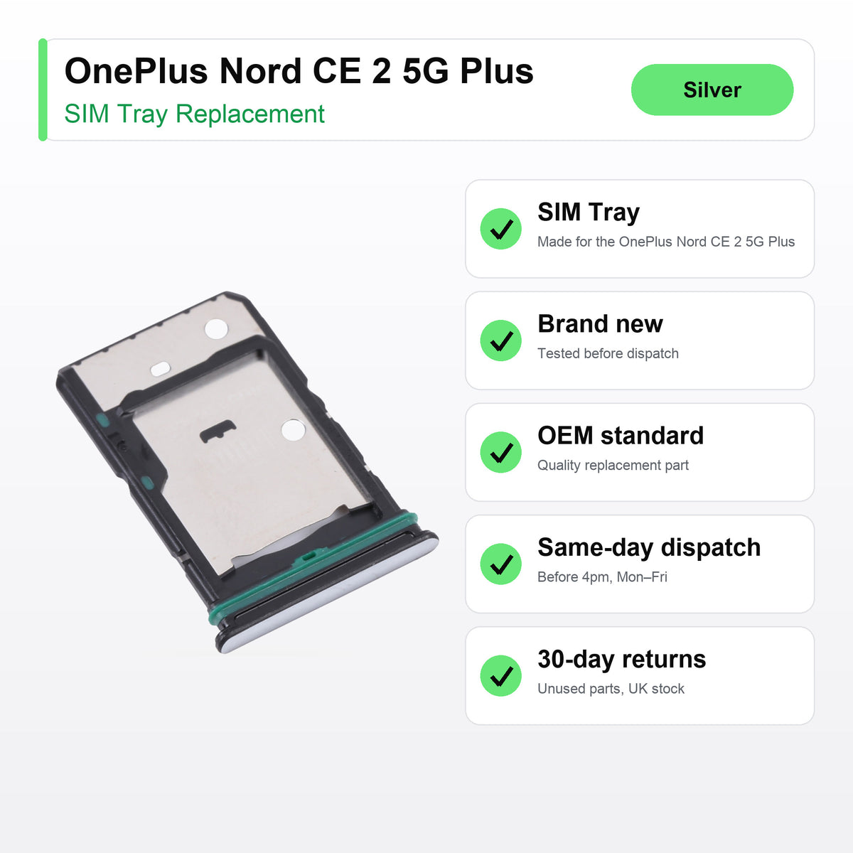 OnePlus Nord CE 2 5G Plus SIM tray key facts: brand new, tested, same-day UK dispatch