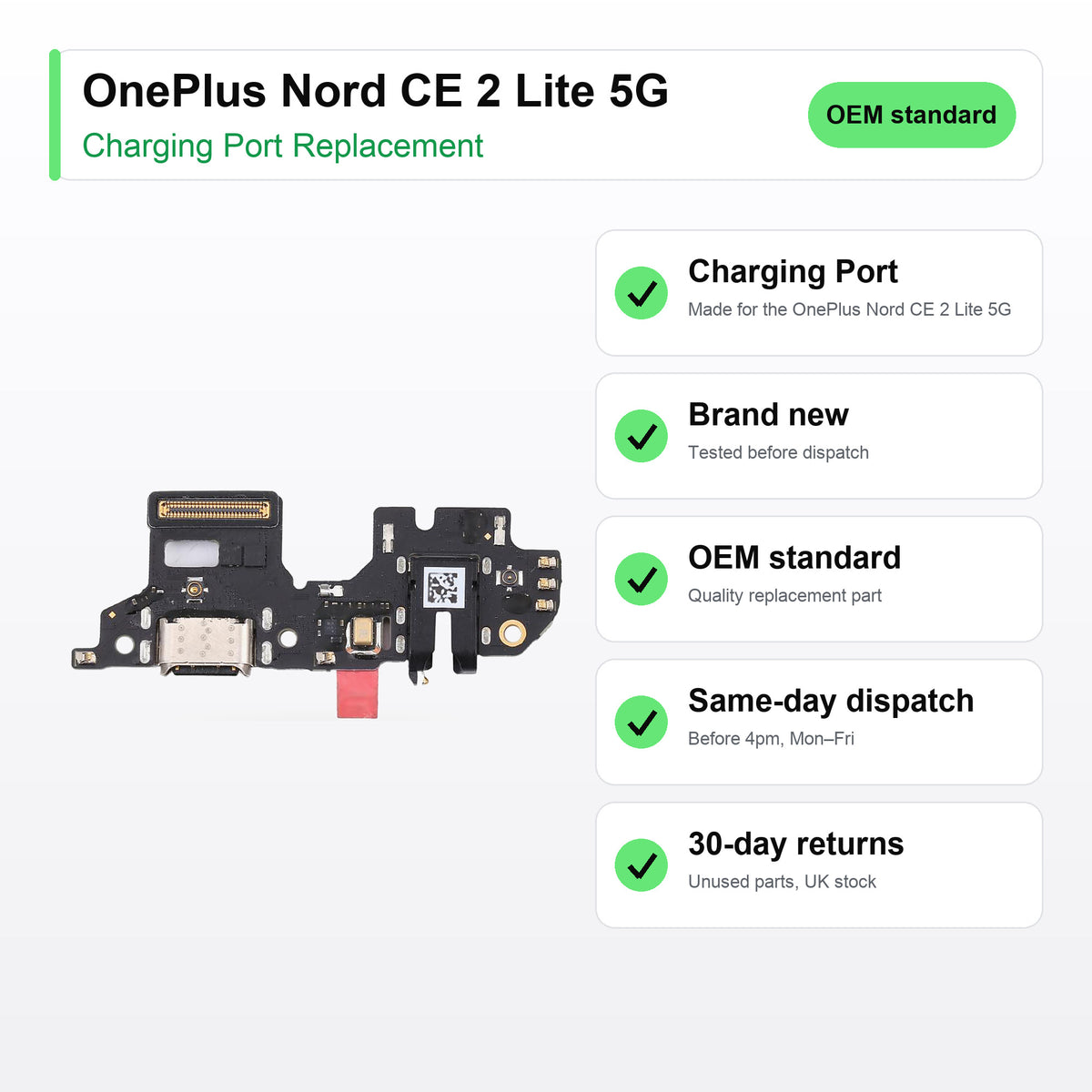 OnePlus Nord CE 2 Lite 5G charging port key facts: brand new, tested, same-day UK dispatch