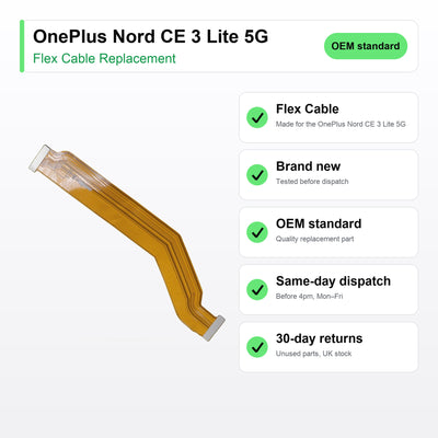 OnePlus Nord CE 3 Lite 5G flex cable key facts: brand new, tested, same-day UK dispatch