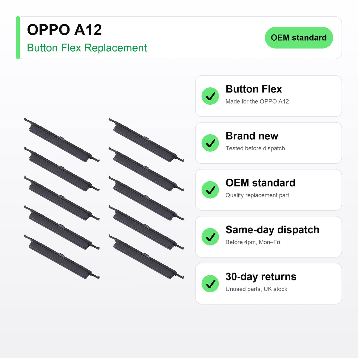 OPPO A12 button flex key facts: brand new, tested, same-day UK dispatch