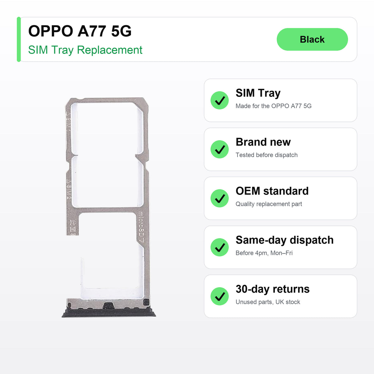 OPPO A77 5G SIM tray key facts: brand new, tested, same-day UK dispatch