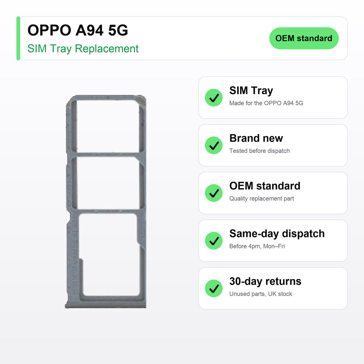 OPPO A94 5G SIM tray key facts: brand new, tested, same-day UK dispatch