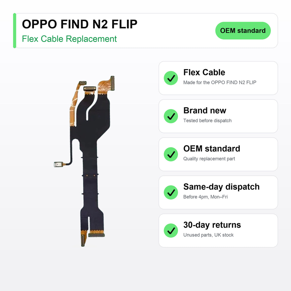 OPPO FIND N2 FLIP flex cable key facts: brand new, tested, same-day UK dispatch