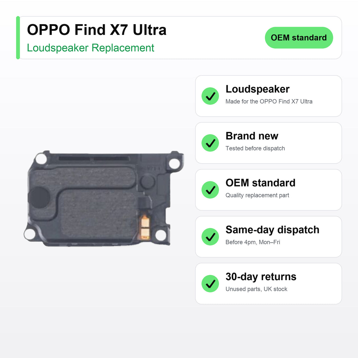 OPPO Find X7 Ultra loudspeaker key facts: brand new, tested, same-day UK dispatch