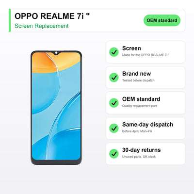 OPPO REALME 7i " screen key facts: brand new, tested, same-day UK dispatch