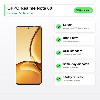 OPPO Realme Note 60 screen key facts: brand new, tested, same-day UK dispatch