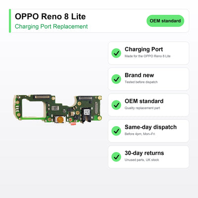 OPPO Reno 8 Lite charging port key facts: brand new, tested, same-day UK dispatch