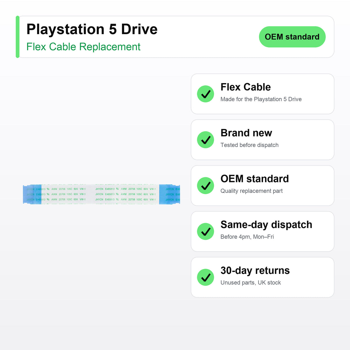 Playstation 5 Drive flex cable key facts: brand new, tested, same-day UK dispatch