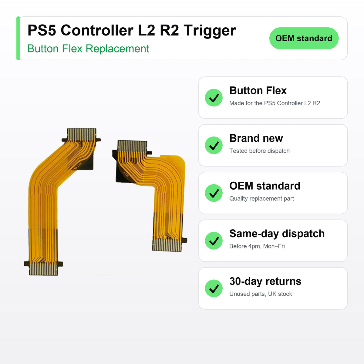 PS5 Controller L2 R2 Trigger button flex key facts: brand new, tested, same-day UK dispatch