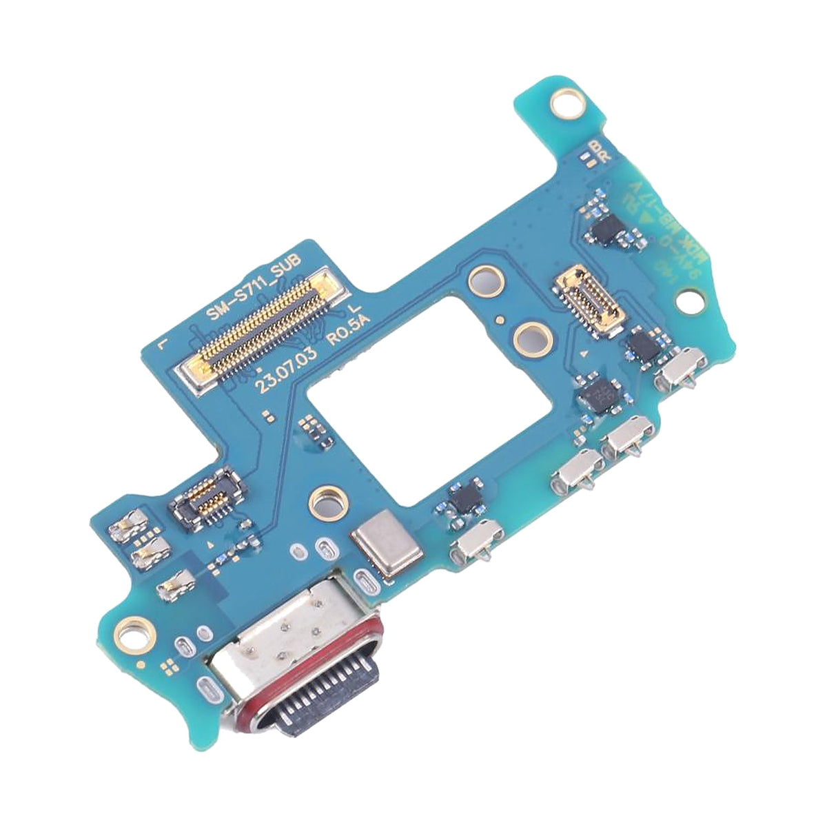 Samsung Galaxy S23 FE USB-C charging port board angled view
