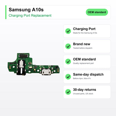 Samsung A10s charging port key facts: brand new, tested, same-day UK dispatch