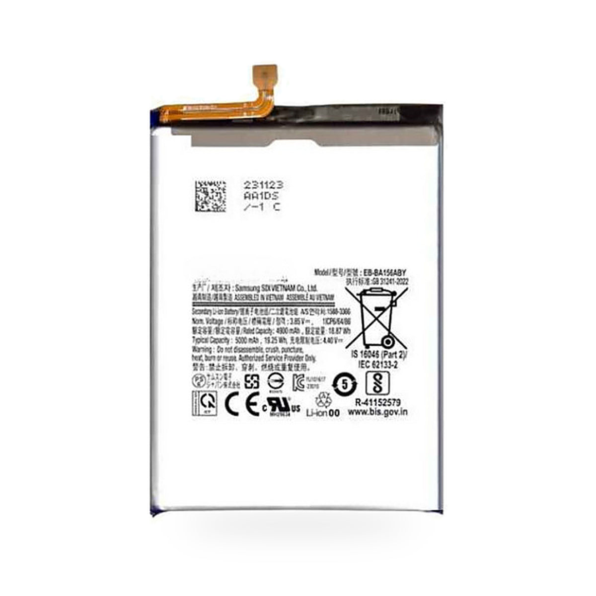 Samsung Galaxy A15 4G replacement battery on white background