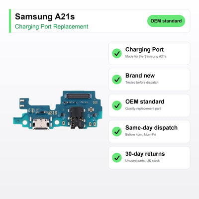 Samsung A21s charging port key facts: brand new, tested, same-day UK dispatch