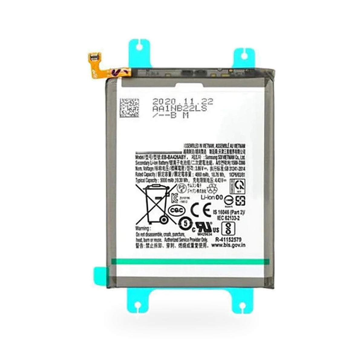 Samsung Galaxy A52 replacement battery on white background